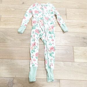 Angel Dear Pink & Mint Floral Footed Sleeper 12-18 month